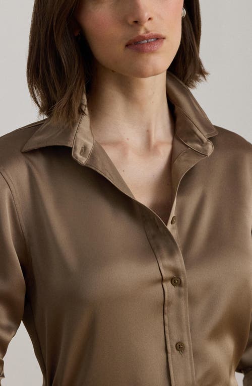 Ralph Lauren Classic Fit Satin Charmeuse Shirt In Brown