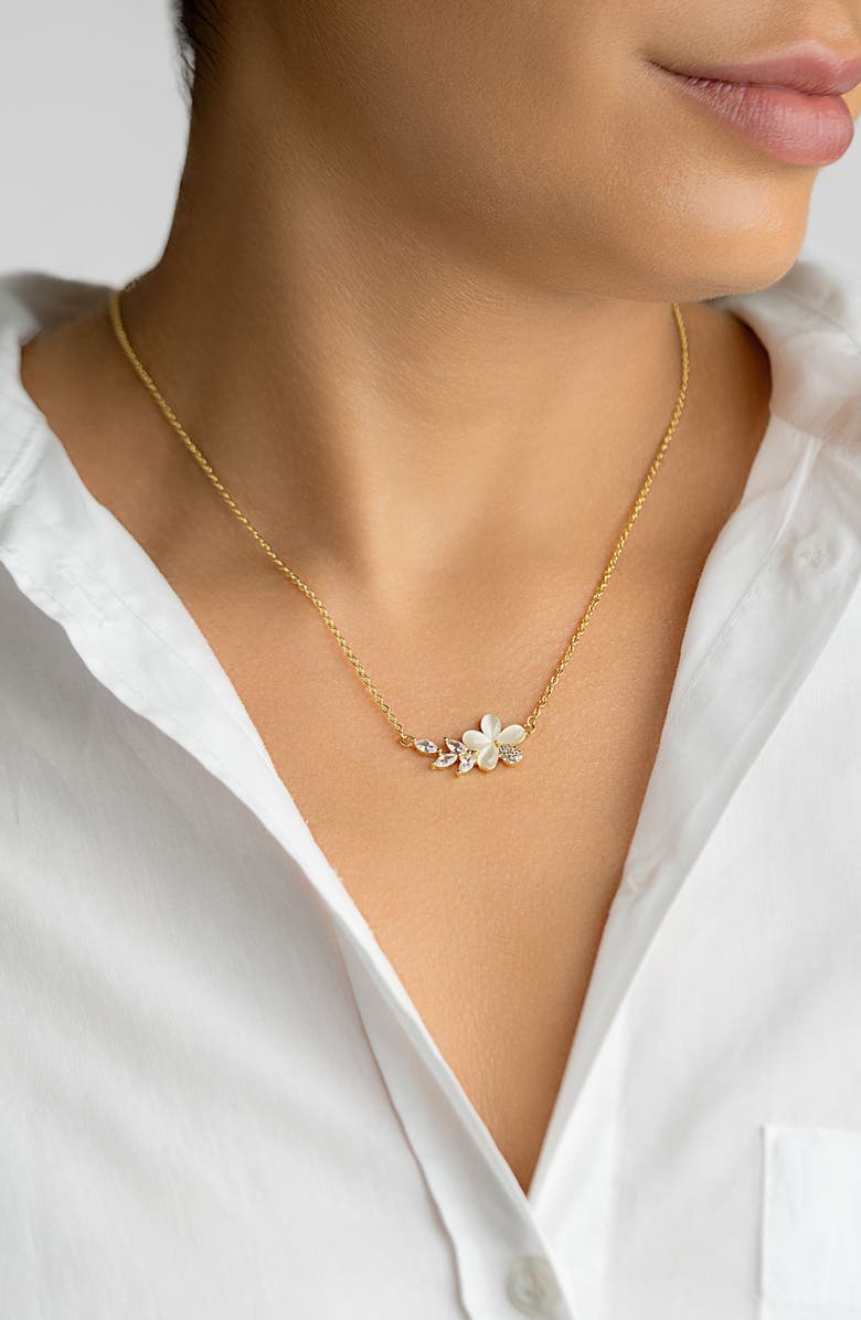 Adornia Crystal & Opal Flower Pendant Necklace, Alternate, color, Gold