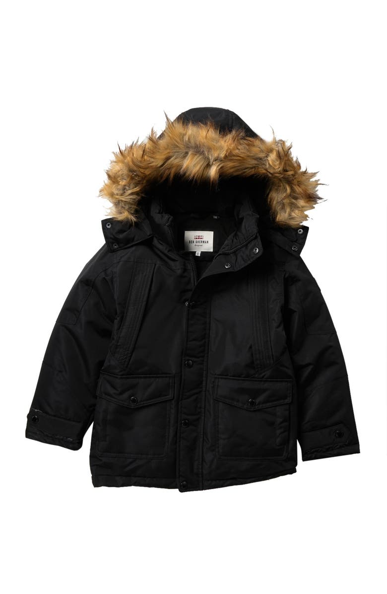 Ben Sherman Parka with Removable Faux Fur Hood, Main, color, 