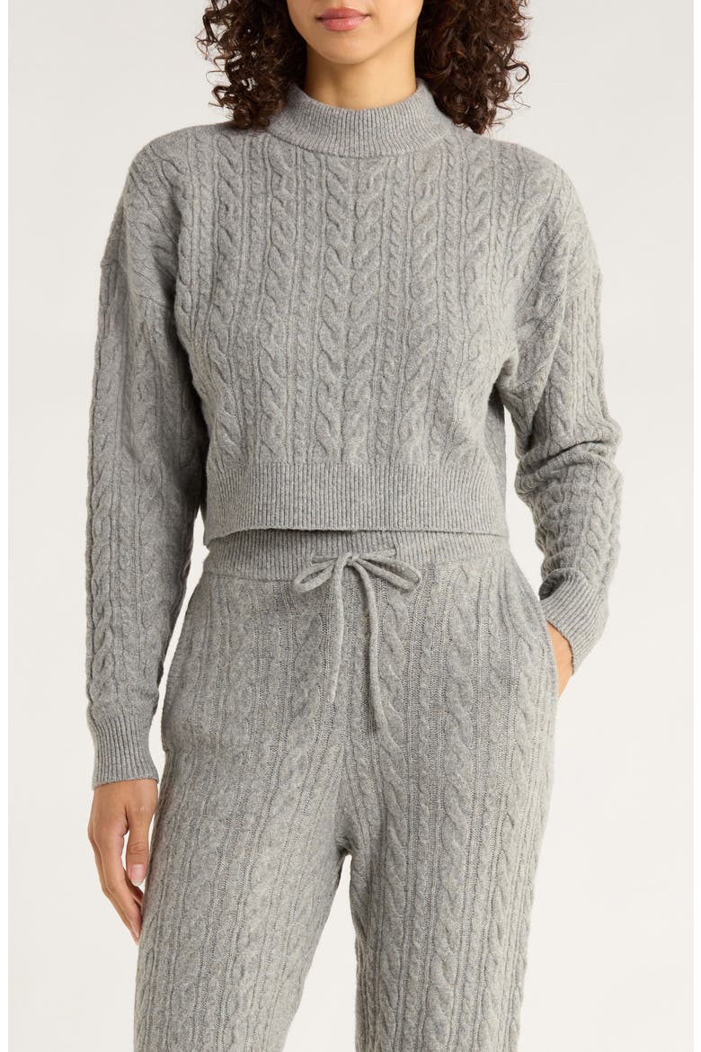 Cable Knit Crop Sweater, Main, color, STEEL GREY