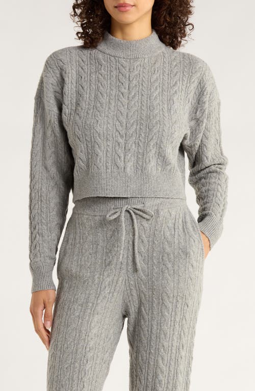 Mpg Cable Knit Crop Sweater In Gray