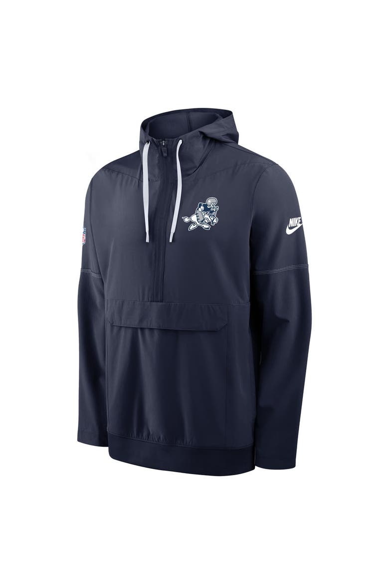 Men's Nike Navy Dallas Cowboys Sideline Broken Rules Alternate Anorak Half-Zip Hooded Jacket, Alternate, color, Navy
