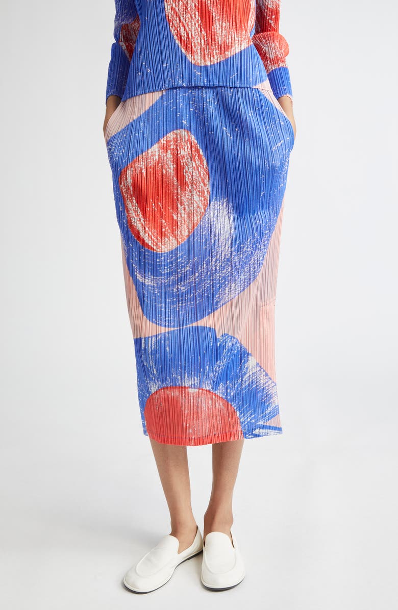 Pleats Please Issey Miyake Backlight Pleated Midi Skirt, Main, color, Red