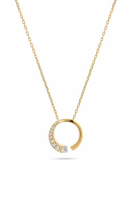H.J. Namdar 14K Yellow Gold Graduated Diamond Circle Pendant Necklace
