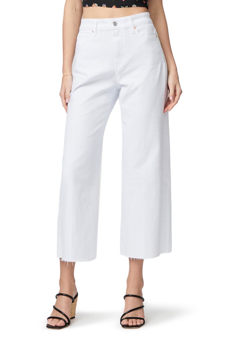 Anessa High Waist Raw Hem Ankle Wide Leg Jeans, Main, color, CRSP WHT