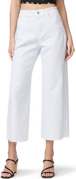 PAIGE Anessa High Waist Raw Hem Ankle Wide Leg Jeans