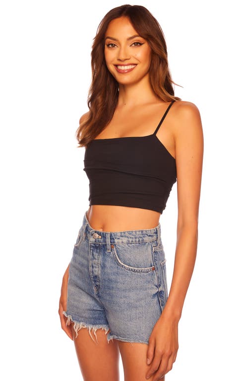 Susana Monaco Pleated Square Neck Crop Camisole In Black
