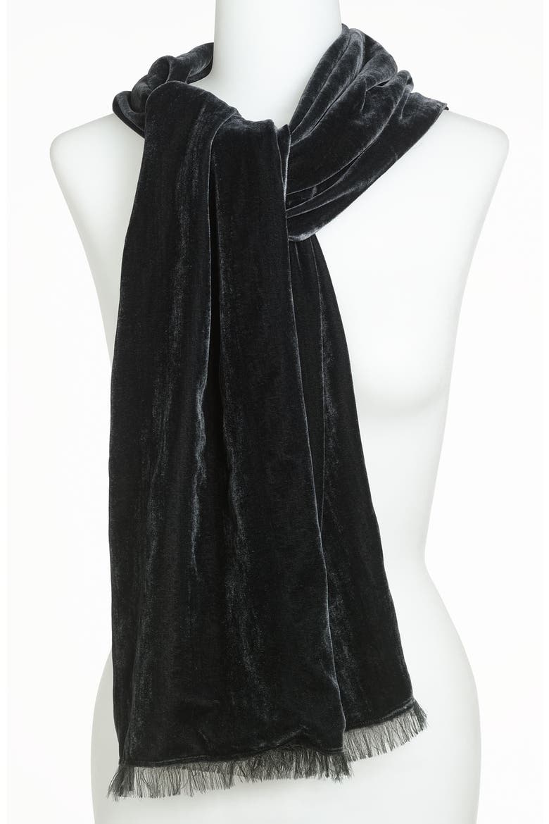 Velvet Chiffon Scarf, Main, color, BLACK