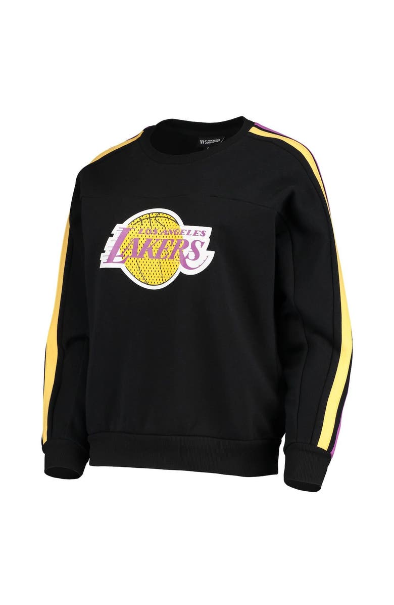 THE WILD COLLECTIVE Women's The Wild Collective Black Los Angeles Lakers Perforated Logo Pullover Sweatshirt, Alternate, color, 