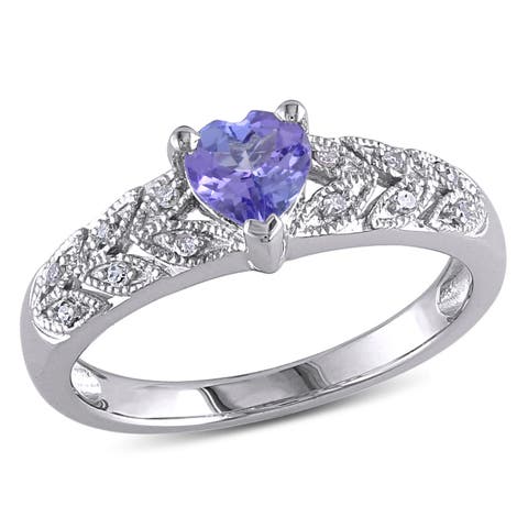 Tanzanite & Diamond Heart Ring