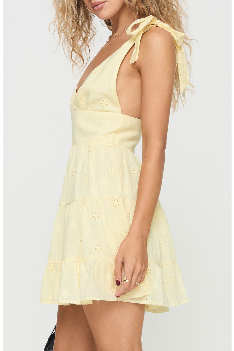 Galvis Floral Eyelet Cotton Minidress, Alternate, color, YELLOW