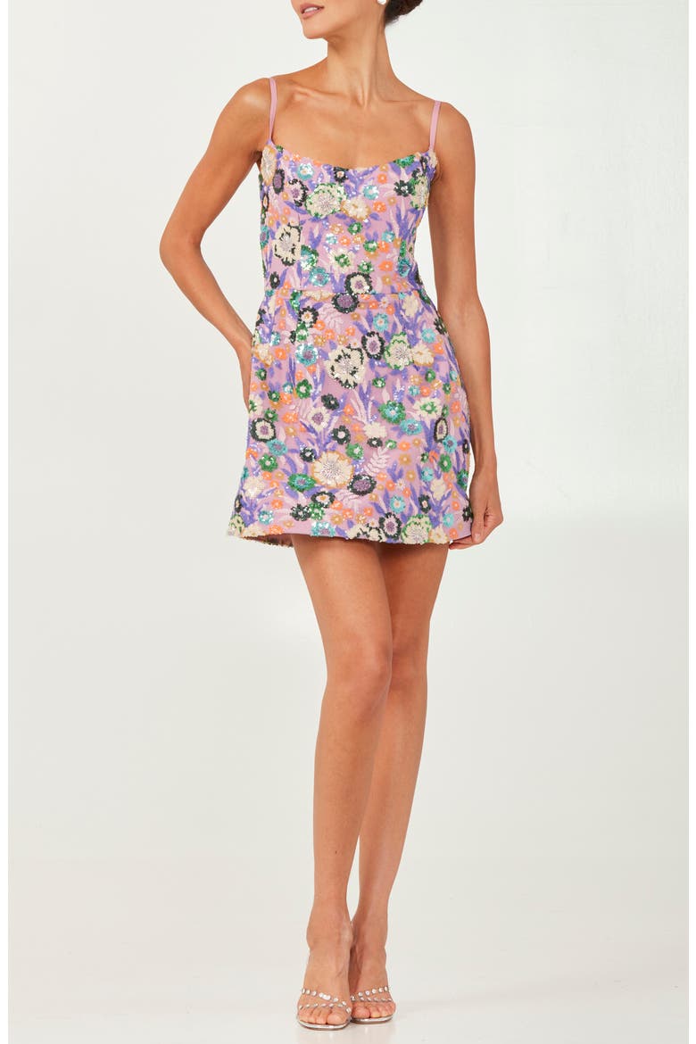 Cora Embellished Minidress, Main, color, LAVENDER