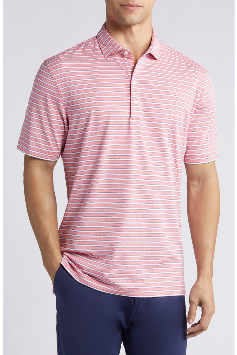 Thorton Stripe Performance Golf Polo, Main, color, SUN KISSED