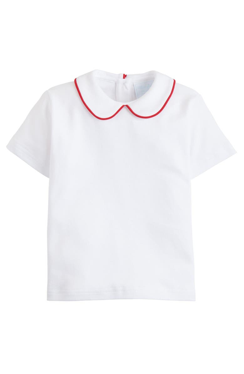 Little English Kids' Piped Peter Pan Short Sleeve, Main, color, Red