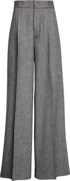SASUPHI Bogart Pleated Stretch Virgin Wool & Cashmere Wide Leg Trousers
