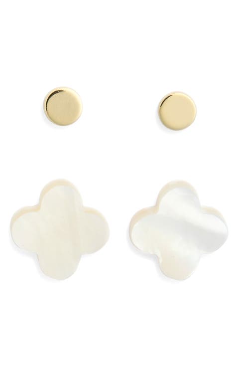 Set of 2 Mother-of-Pearl Stud Earrings