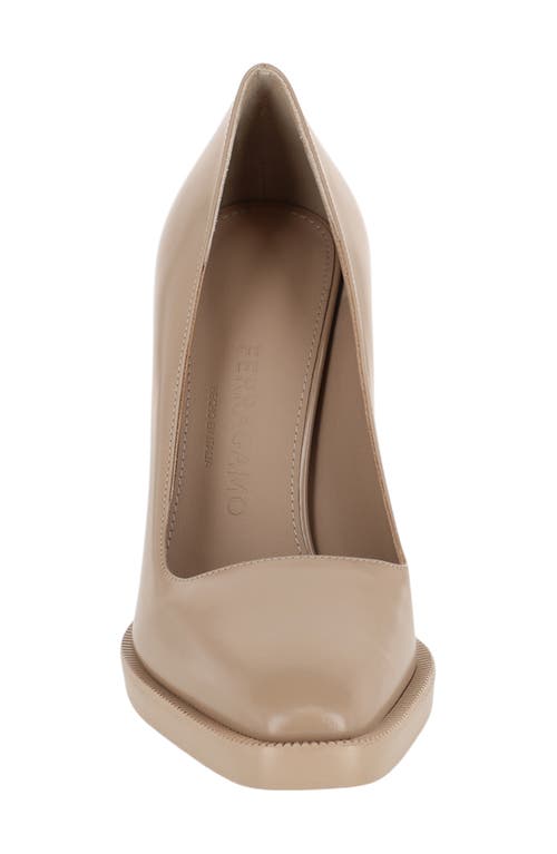 Ferragamo Glossy Leather Pointed Toe Pumps In White
