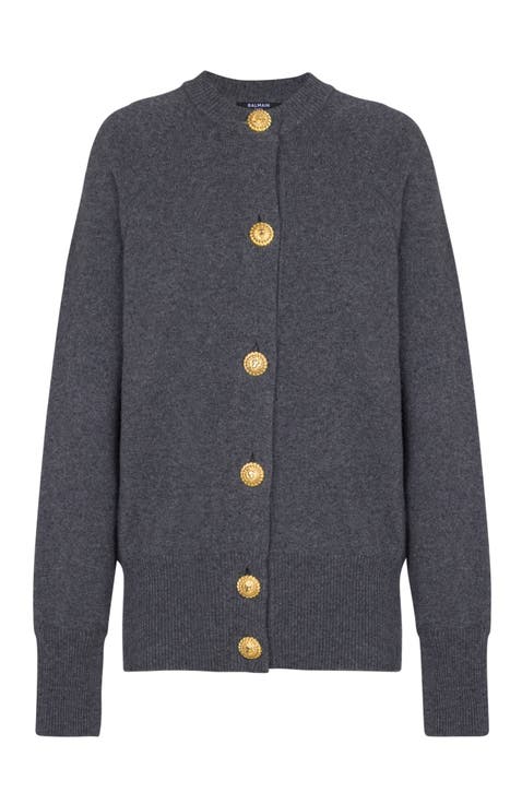 Buttoned eco-cashmere cardigan