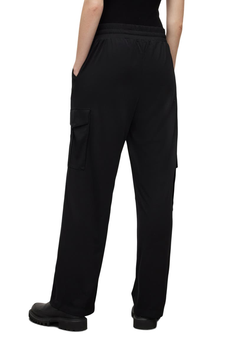 Carissa Drawstring Cotton Cargo Pants, Alternate, color, BLACK
