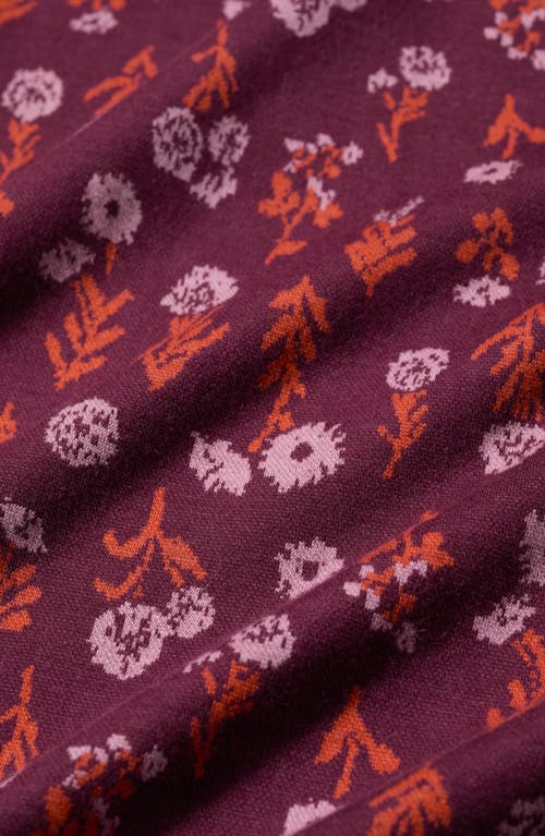 Seasalt Cornwall Field Glass Print Cotton Blend Mock Neck Top In Burgundy