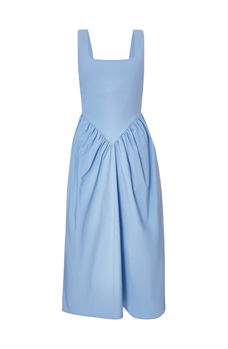 QUIZ Bengaline Square Neck Drop Waist Midi Dress, Alternate, color, Light Blue