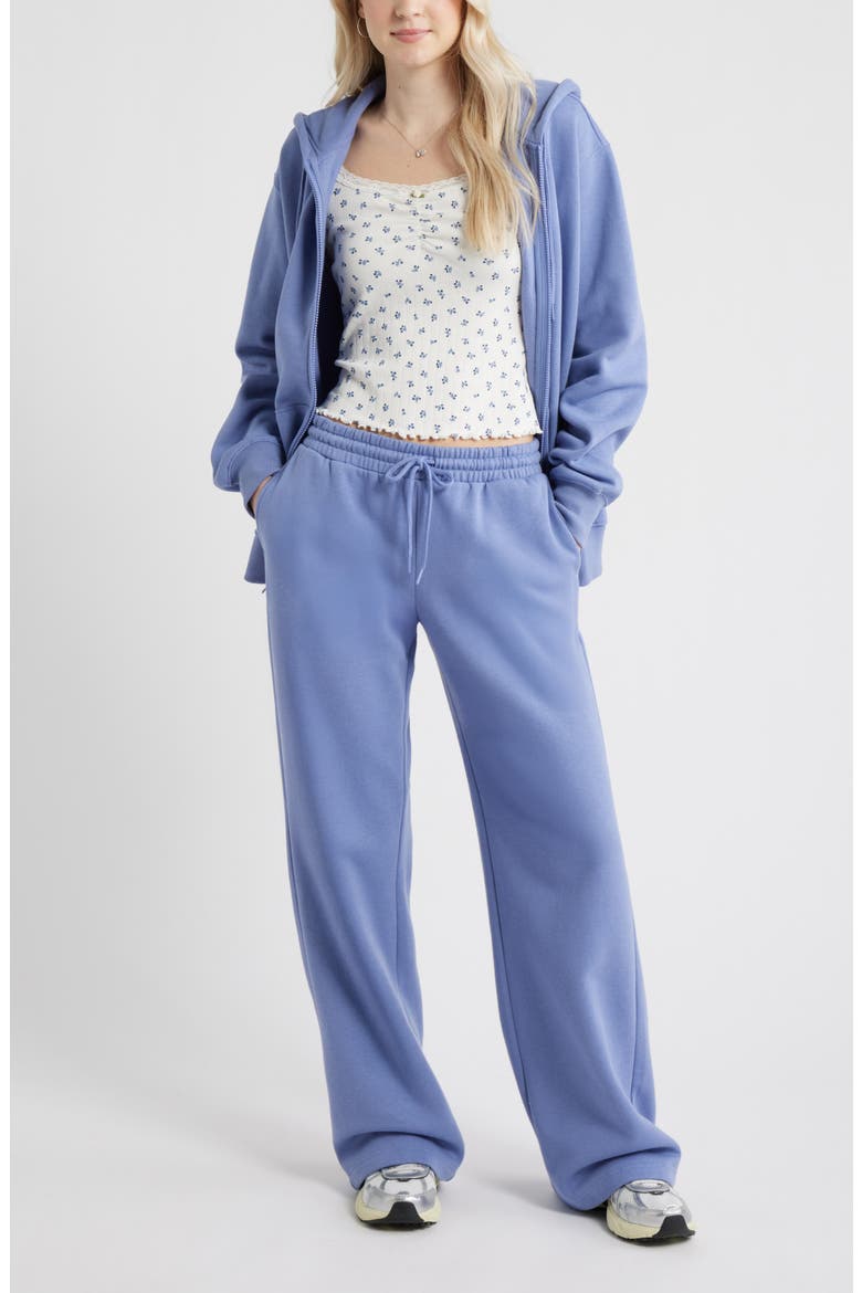 Oversize Zip Fleece Hoodie, Alternate, color, BLUE FROST