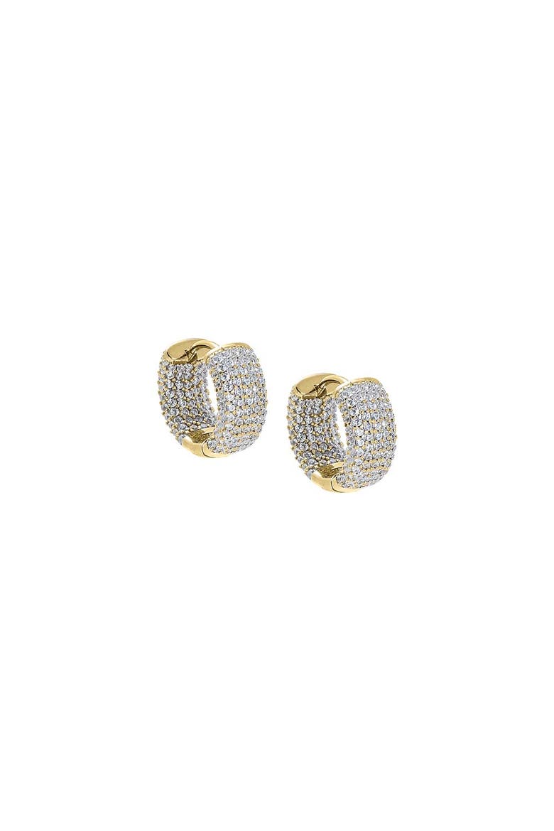 Mini Pave Wide Rounded Huggie Earring, Main, color, Gold - 14 MM