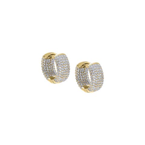 Mini Pave Wide Rounded Huggie Earring