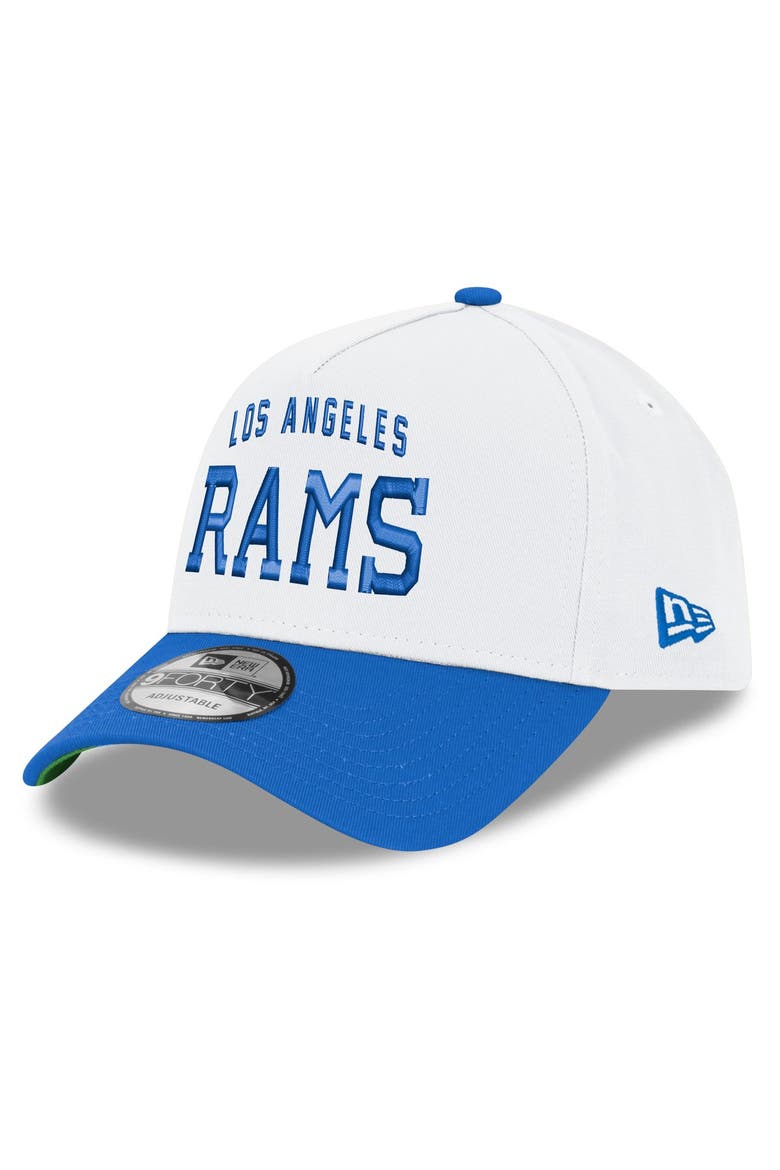 Men's New Era White/Royal Los Angeles Rams Classic Sol Alternate A-Frame 9FORTY Adjustable Hat, Main, color, White