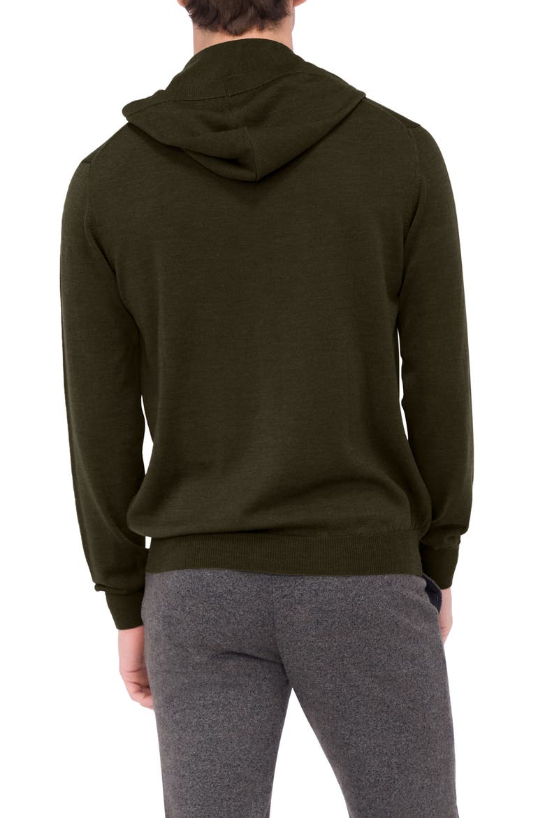 Merino Wool Hooded Sweater, Alternate, color, FOREST