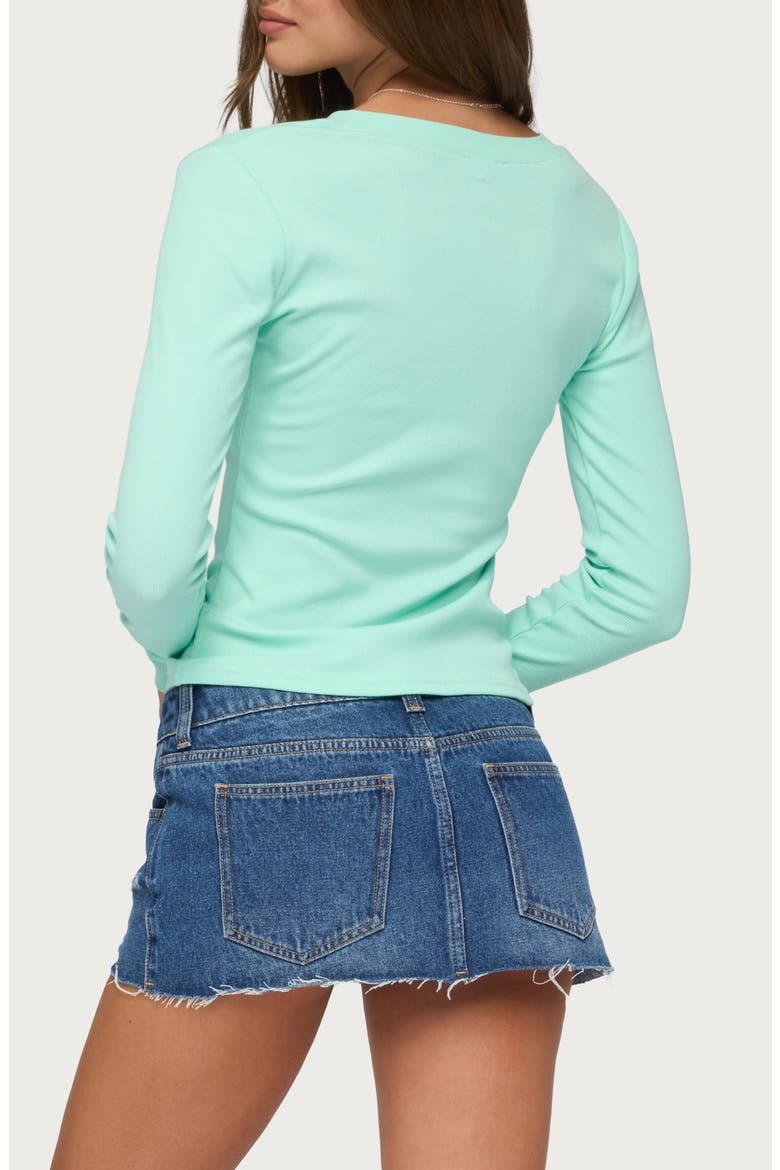 Yerin Long Sleeve Rib Henley, Alternate, color, AQUA