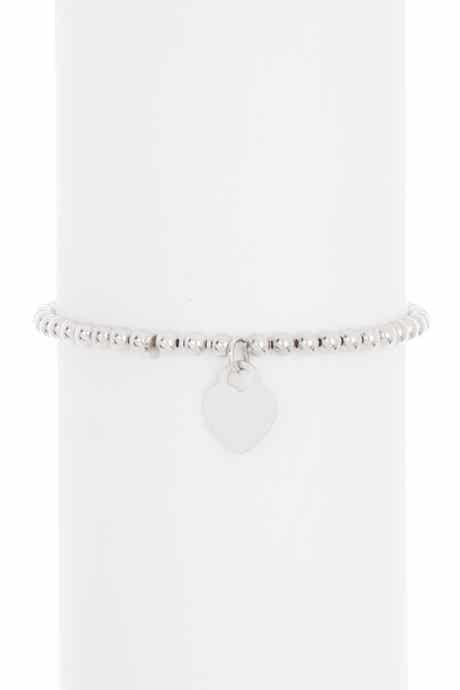 Adornia Ball Bead Heart Charm Bracelet