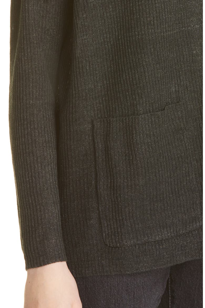 Shawl Collar Organic Linen Cardigan, Alternate, color, SEAWEED