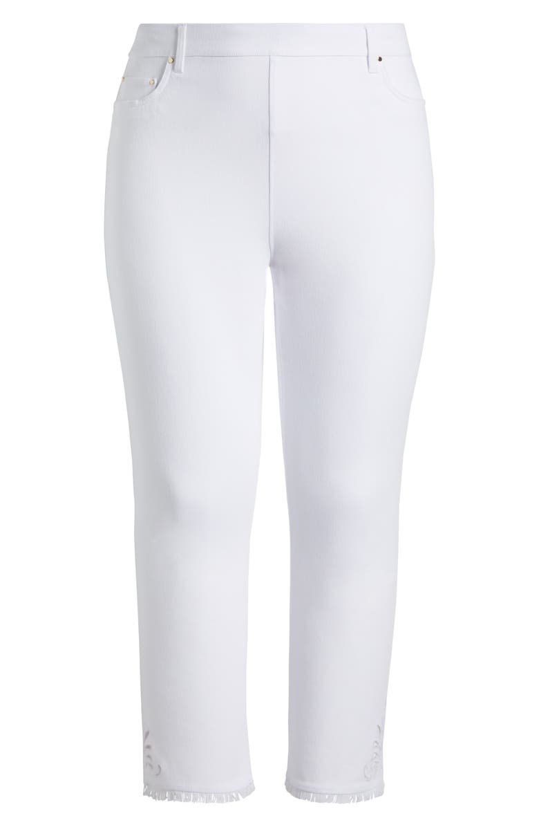 Lysse Yori Eyelet Fringe Hem Crop Straight Leg Jeans, Alternate, color, White