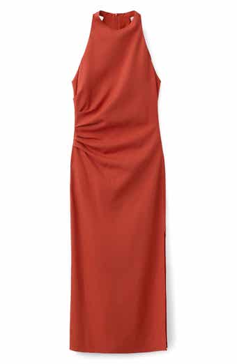 Draped Sleeveless Midi Dress