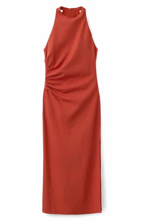 Draped Sleeveless Midi Dress