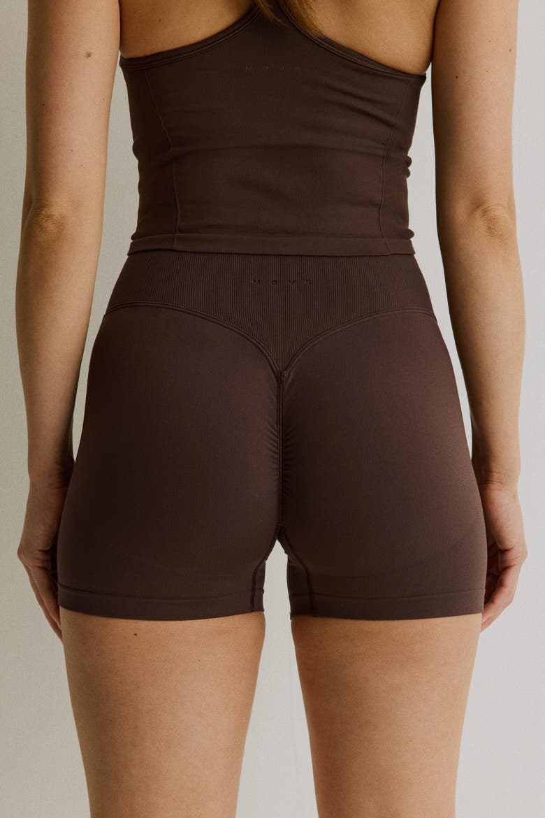 Seamless Scrunch Hotpants With Drymove, Alternate, color, Choco mocha