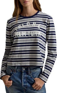 Polo Ralph Lauren Stripe Graphic Logo Cotton Jersey T-Shirt