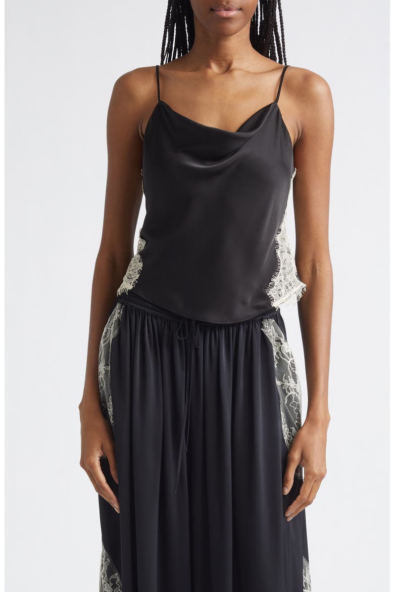 Esme Lace Satin Camisole, Main, color, BLACK/ GARDENIA