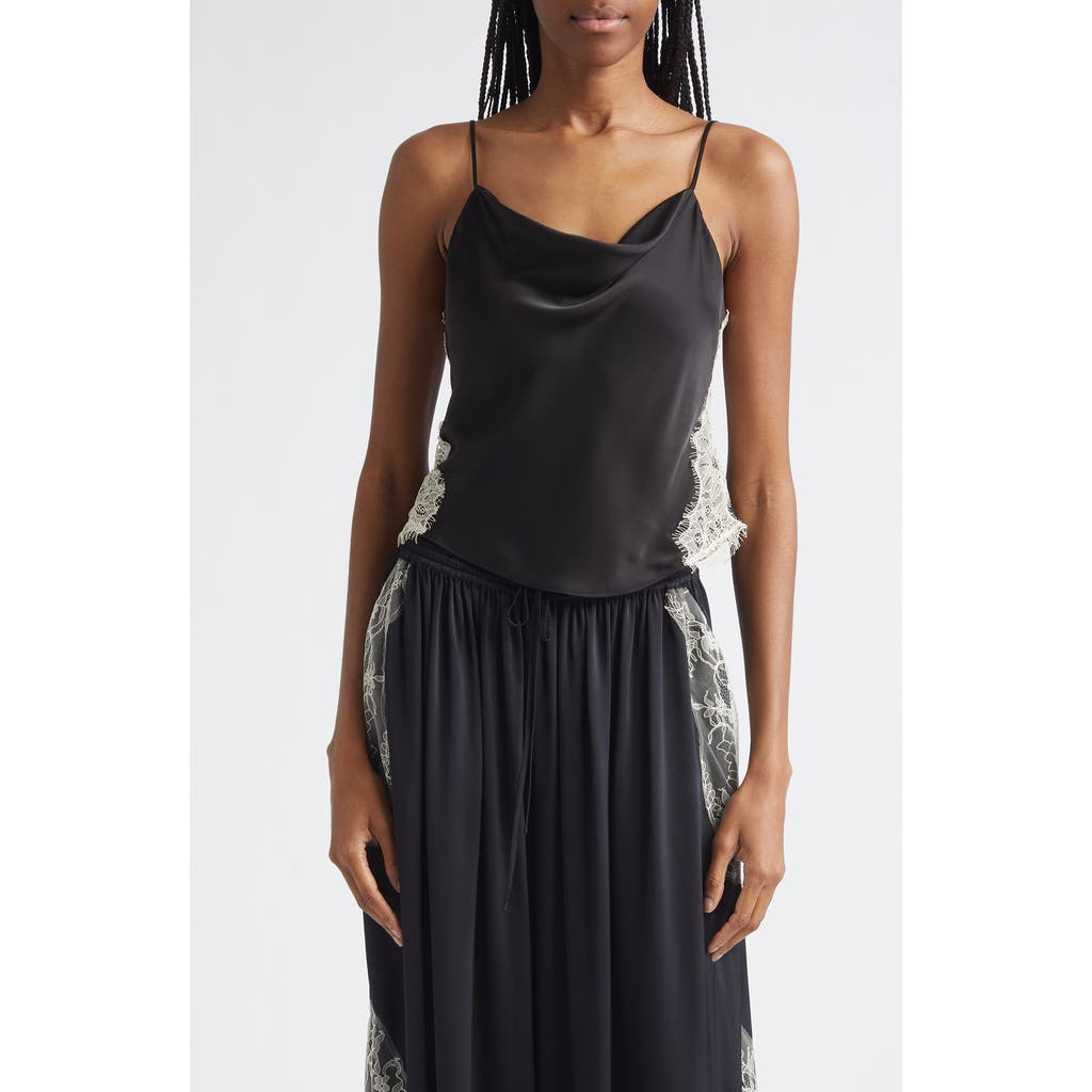 Cinq à Sept Esme Lace Satin Camisole in Black/gardenia at Nordstrom, Size X-Large
