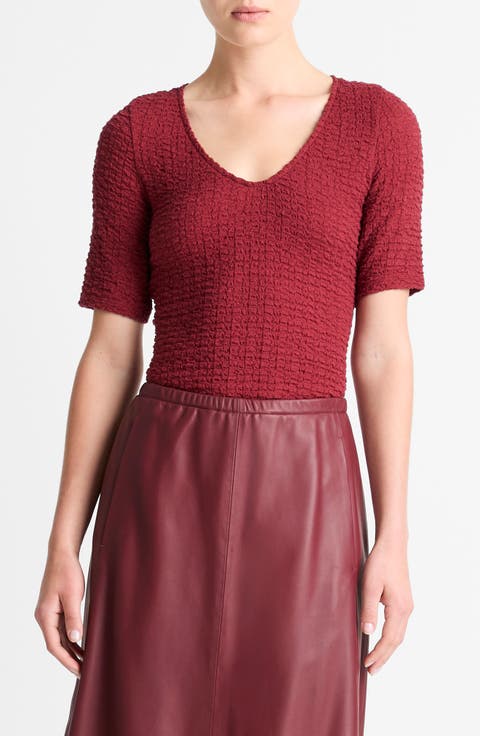 Textured V-Neck Knit Top