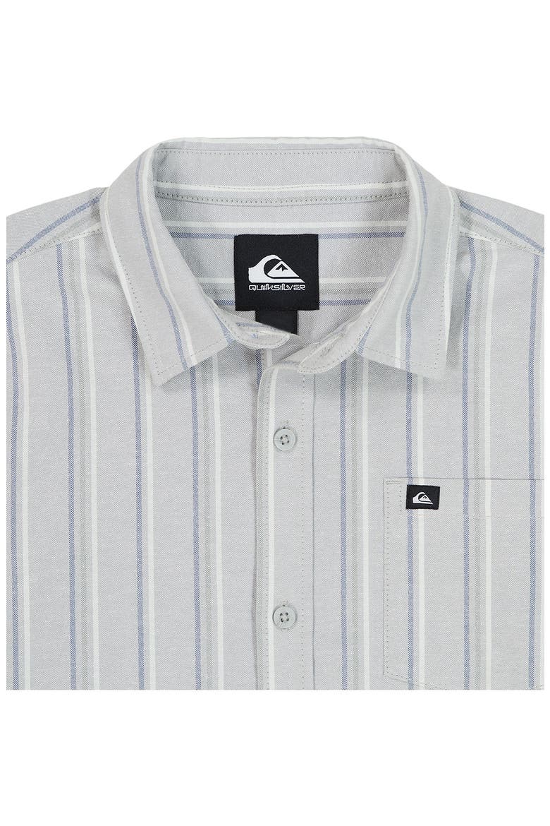 Kids' Island Stripe Short Sleeve Cotton Button-Up Shirt, Alternate, color, QUARRY