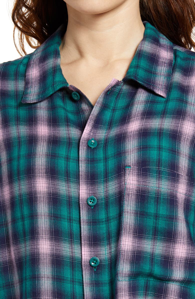 BP. Be Proud by BP. Gender Inclusive Plaid Flannel Button-Up Shirt, Alternate, color, 