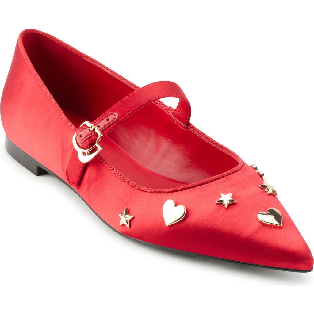 Karl Lagerfeld Paris Veyda Pointed Toe Mary Jane Flat In Classic Red