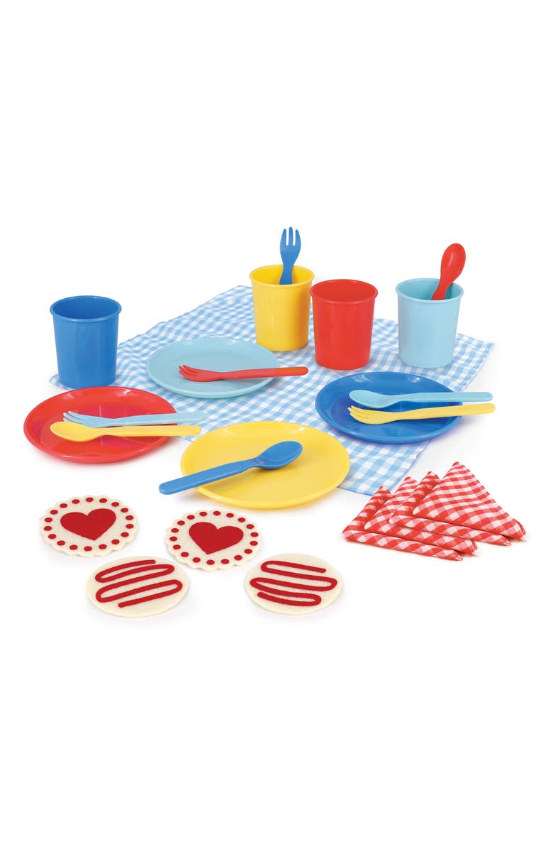 BRIGHT STRIPES 25-Piece Deluxe Picnic Set & Carrying Case, Alternate, color, Multi