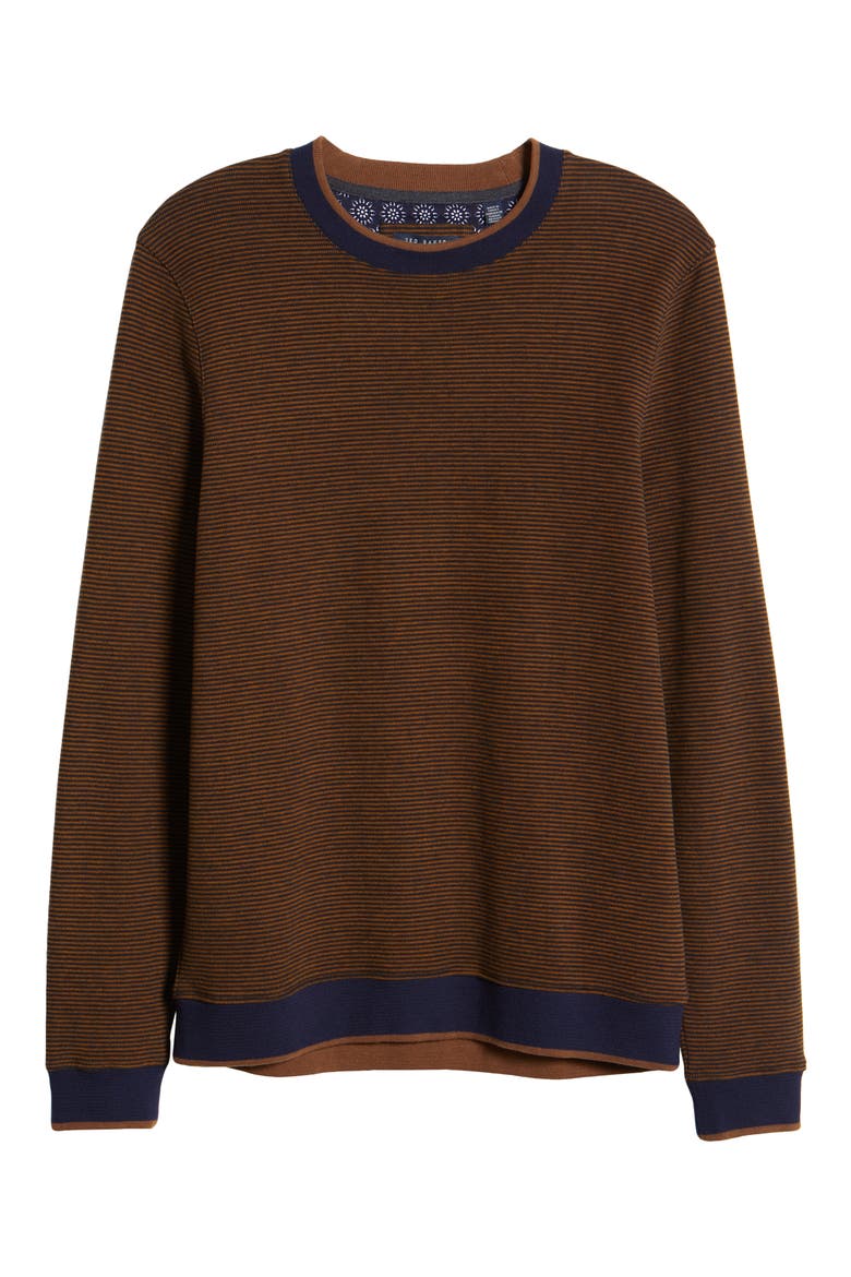 Filmed Stripe Pullover, Alternate, color, DARK TAN