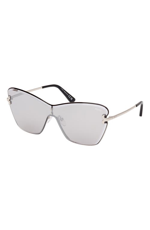 Pucci Women's Butterfly Shield-frame Smoke Mirrored Silver-tone Sunglasses In Multi