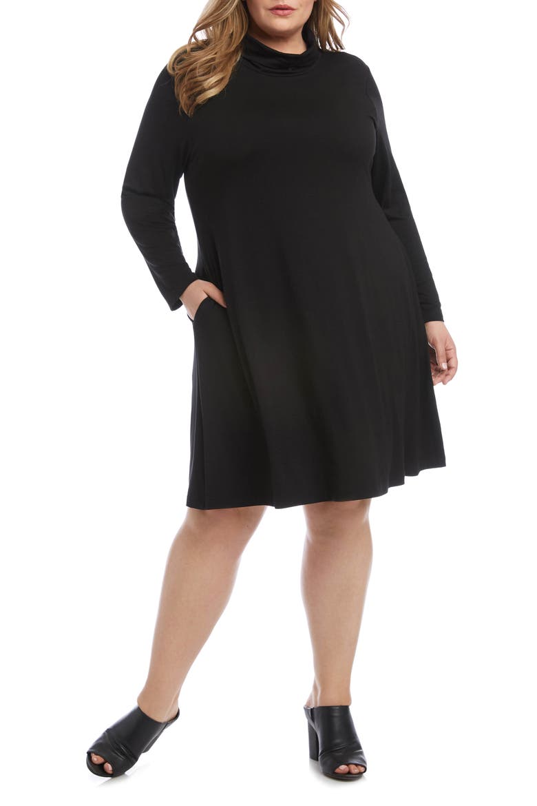 Quinn Long Sleeve Turtleneck Dress, Main, color, BLACK