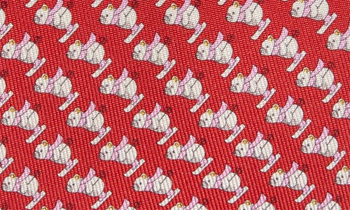 Ferragamo Zeno Ski Print Silk Tie In Rosso