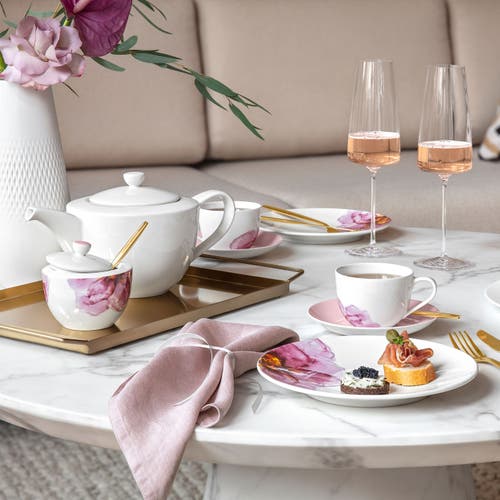 Villeroy & Boch Rose Garden Covered Sugar In Pink
